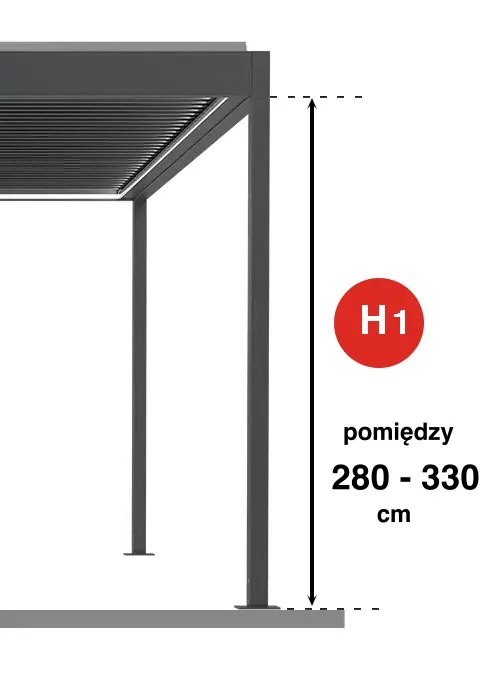 Wymiar podpory H1 Pergoli SB 400 ponadstandardowa