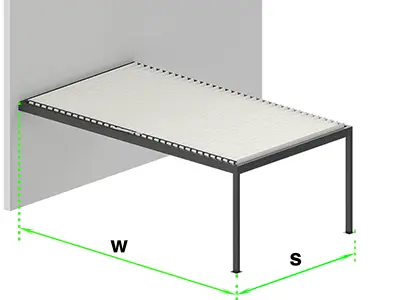 Pergola Selt lamelowe równolegle do ściany wymiary
