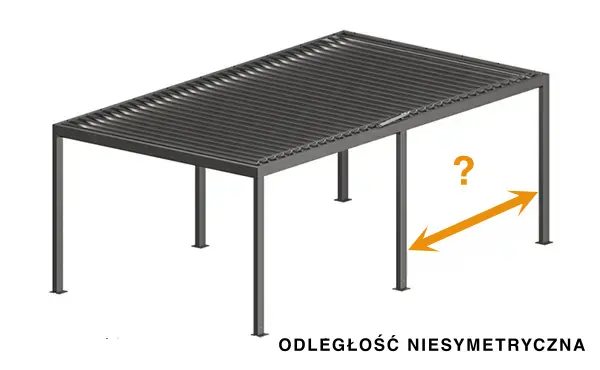 Słupy pośrednie odległość niesymetryczna