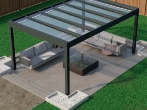 Aluminiowa pergola z dachem szklanym wolnostojąca