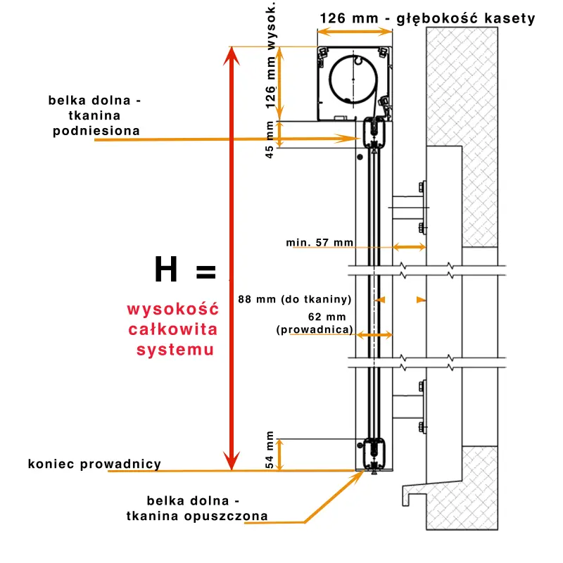 Refleksol 120 ZiiiP wymiar na wysokości
