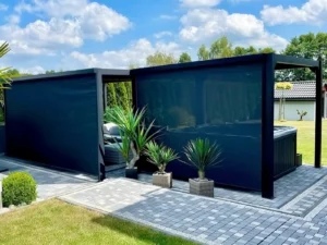 Pergola bioklimatyczna z korbą
