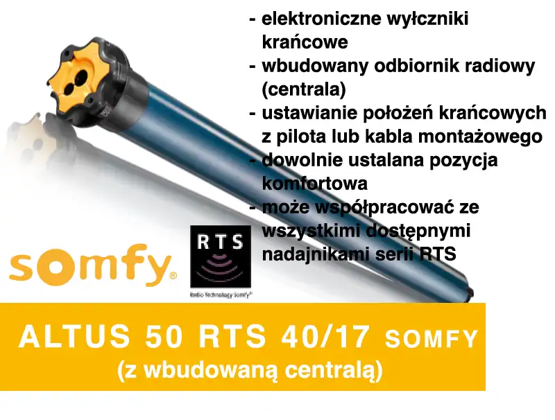 Silnik Somfy Altus 50 RTS do rolety dachowej