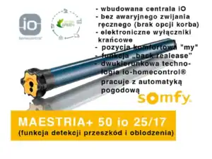 Silnik io Somfy Maestria+ 50 do rolety screen
